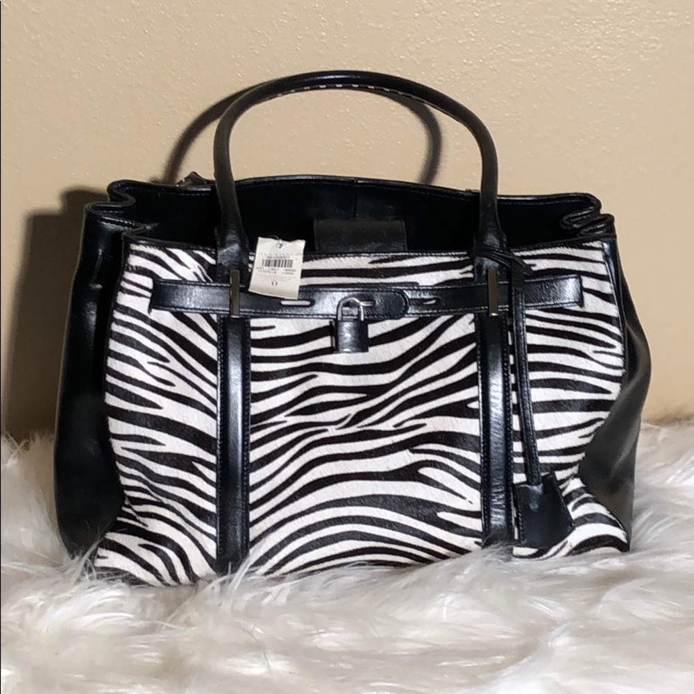 Ann Taylor zebra leather & calf hair shoulder bag